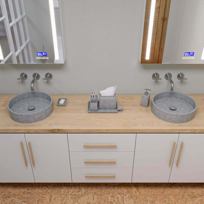 ABCO1023 7-Piece Solid Concrete Gray Matte Bathroom Accessory Set - Alfi brand