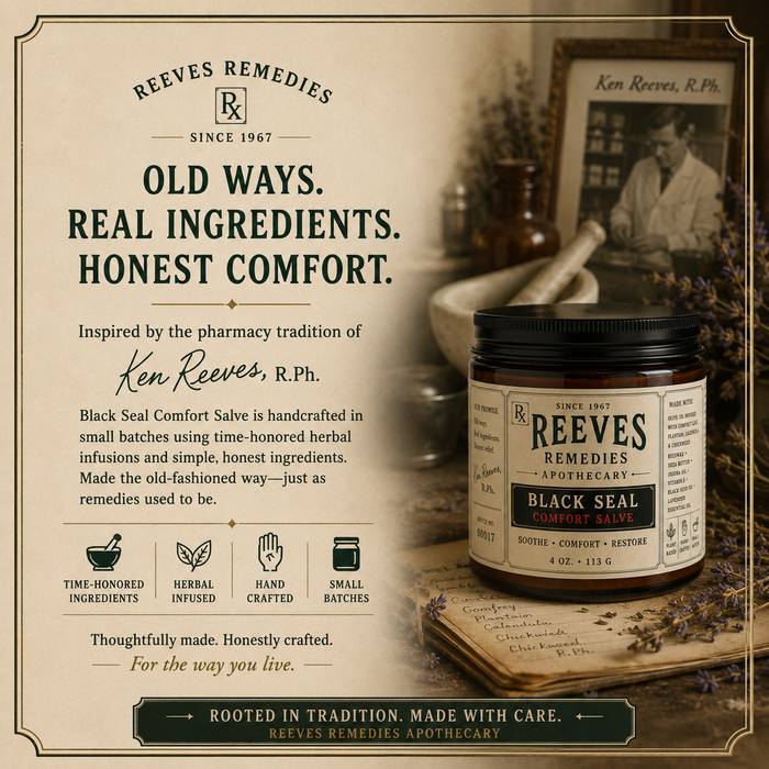 Reeves Remedies — Old Ways. Real Ingredients. Honest Comfort. Inspired by Ken Reeves, R.Ph.