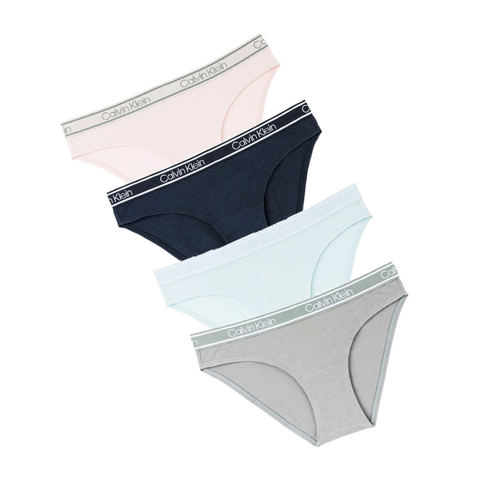 Calvin Klein Women’s Bamboo Bikini, 4-pack- (1 pink, 1 grey, 1 light blue, 1 dark blue)