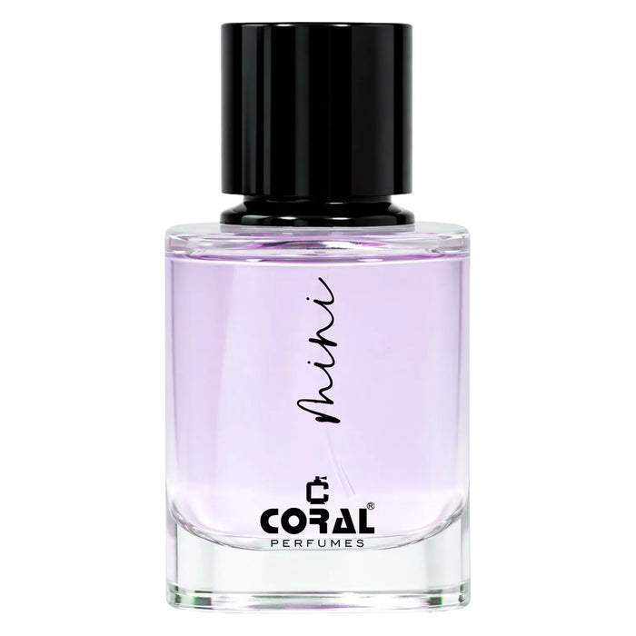 Mini purple bottle of Bin Kamal Perfumes Coral Mini Purple Eau De Parfum for women, 50ml, with elegant purple packaging.