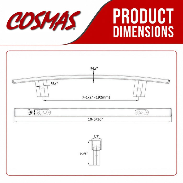 Cosmas 2363-192FB Flat Black Subtle Arch Cabinet Pull