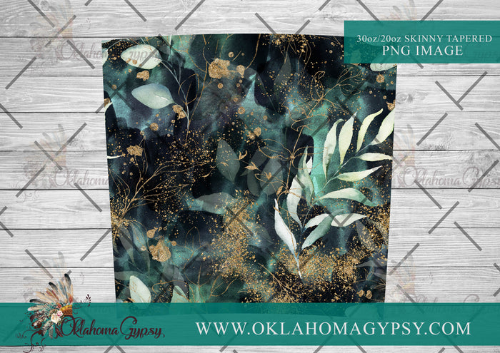 Gold Foil Eucalyptus Floral Digital File Wraps