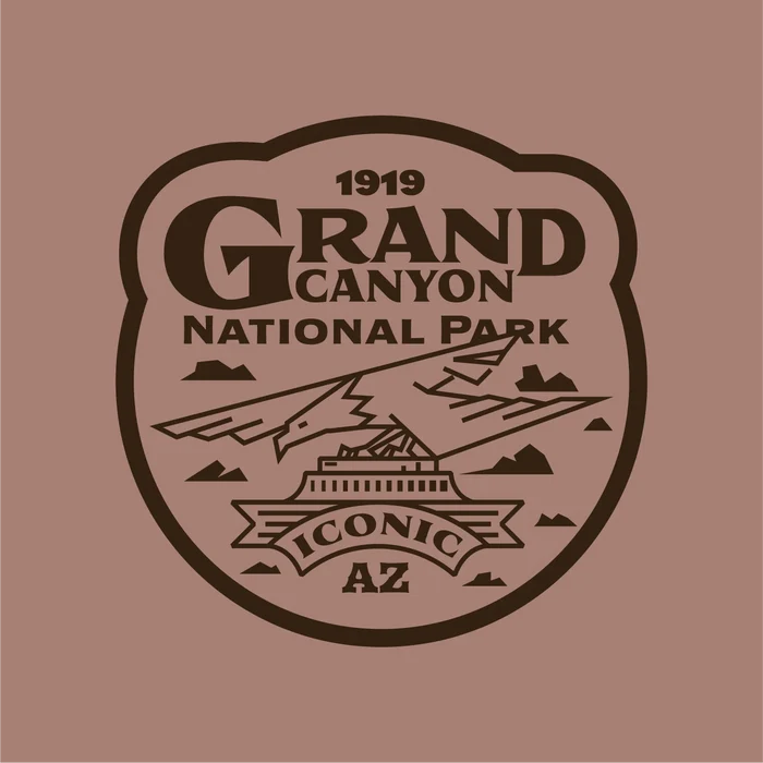 Grand Canyon National Park badge graphic on a ribbed ladies tank top
