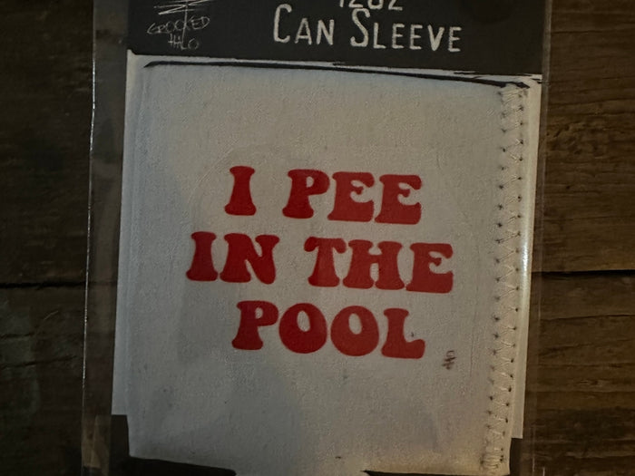 White can sleeve with bold red text I PEE IN THE POOL.
