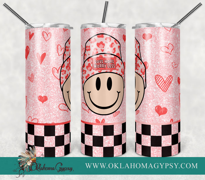 Love More Worry Less Smiley Face Beanie Digital File Wraps