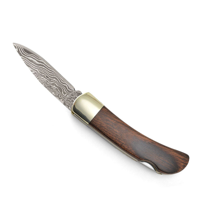 Santa Fe Stoneworks Vein Turquoise Damascus 3-inch Lockback Pocket Knife - The Barrington Garage