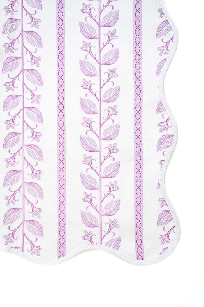 Scalloped Square Game Table Topper | Lilac Botanical Stripe