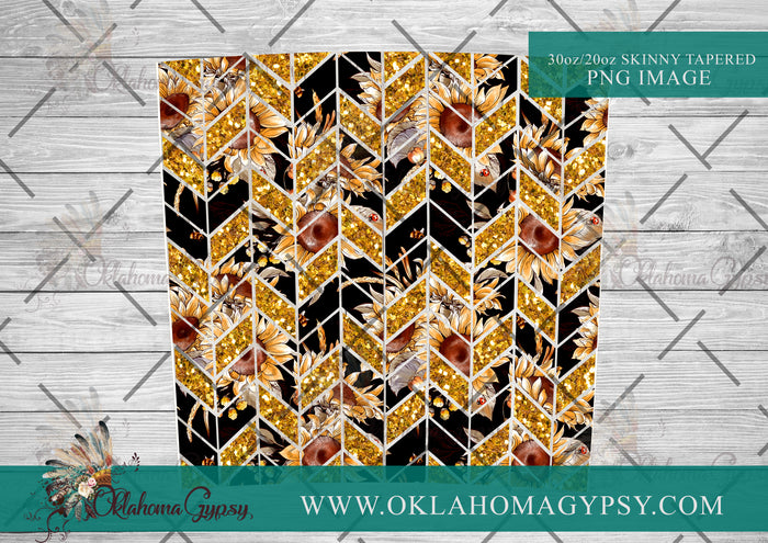 Sunflower Gold Glitter Tanagram Digital File Wraps