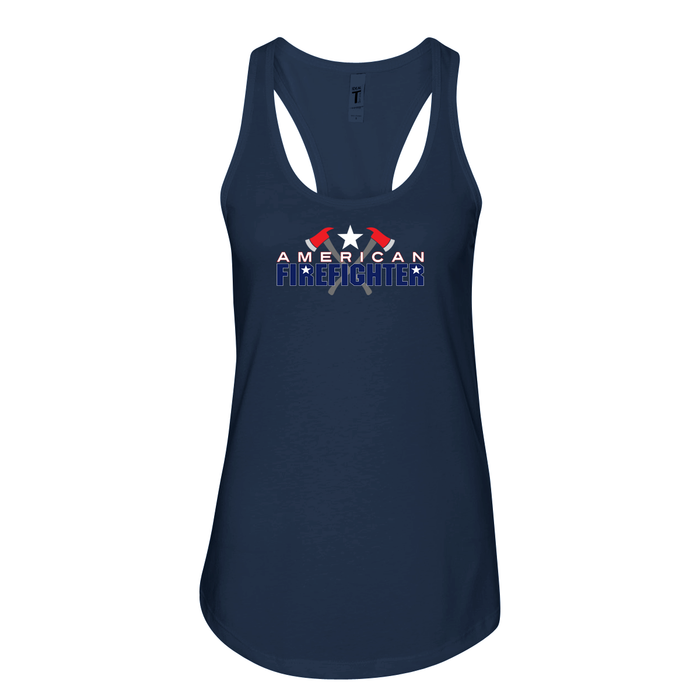 True American Firefighter Women's Racerback Tank in navy