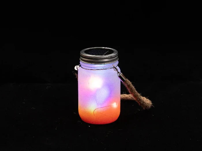 15oz/450ml Sublimation Blanks Mason Jar w/ Lantern Lid and Hemp Rope Handle (Frosted, Gradient Orange)
