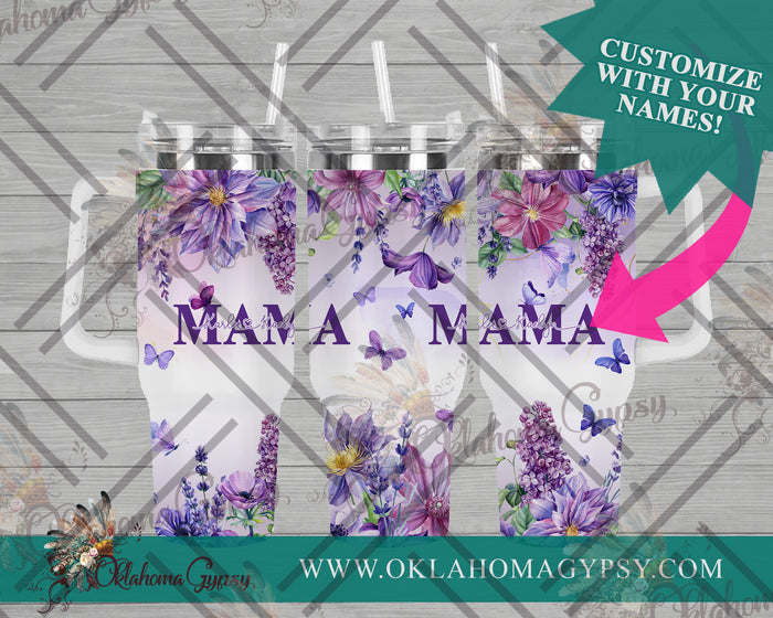 40oz Purple Butterfly Floral Digital File Wraps