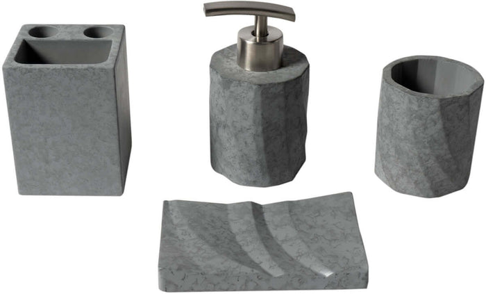 ABCO1019 4-Piece Solid Concrete Gray Matte Bathroom Accessory Set - Alfi brand