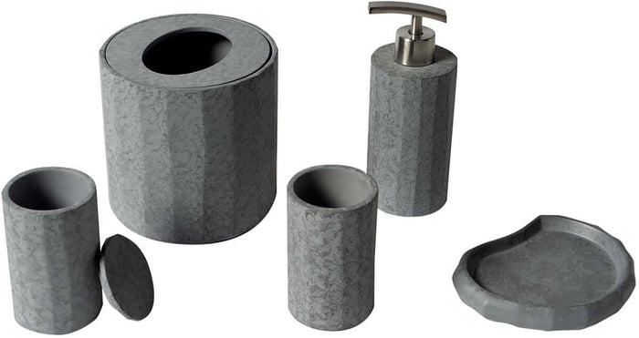 ABCO1022 5-Piece Solid Concrete Gray Matte Bathroom Accessory Set - Alfi brand