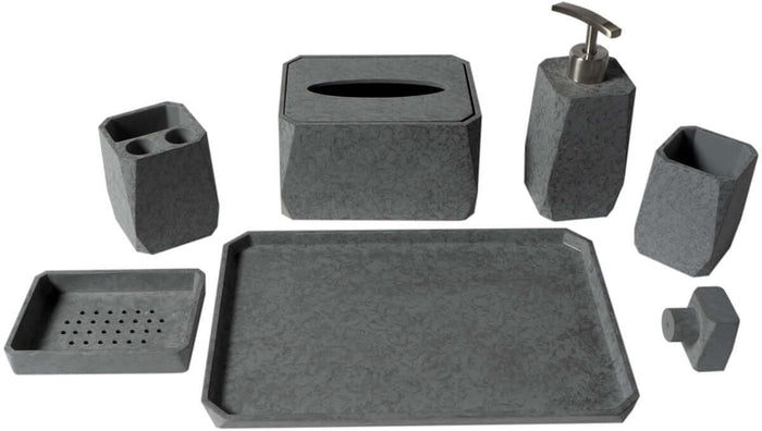 ABCO1023 7-Piece Solid Concrete Gray Matte Bathroom Accessory Set - Alfi brand