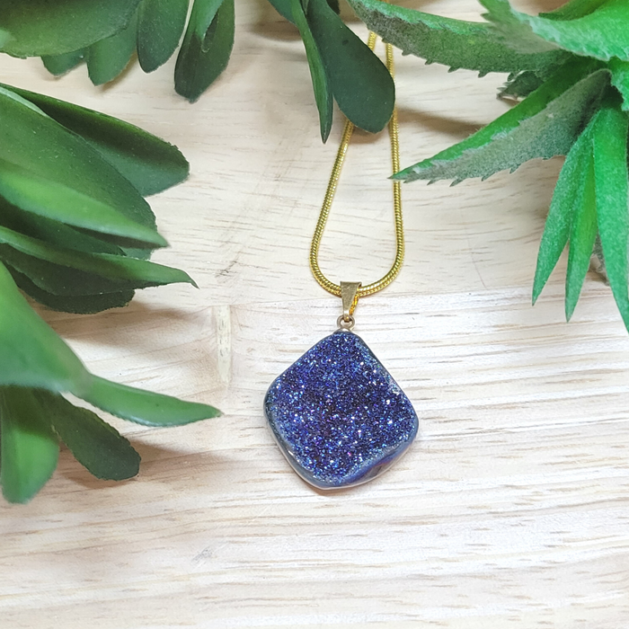 Agate Druzy Titanium Pendant