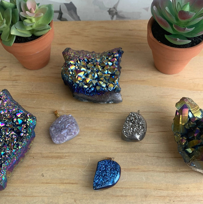 Agate Druzy Titanium Pendant