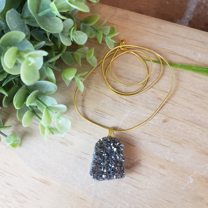 Agate Druzy Titanium Pendant