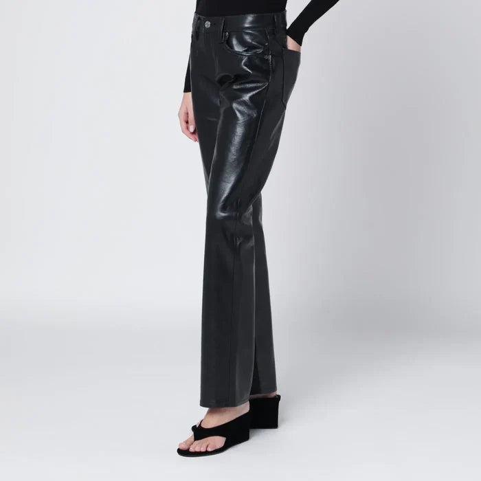 AGOLDE - Black faux leather trousers Low Rise Slim Brand Apparel & Accessories > Clothing > Pants 24