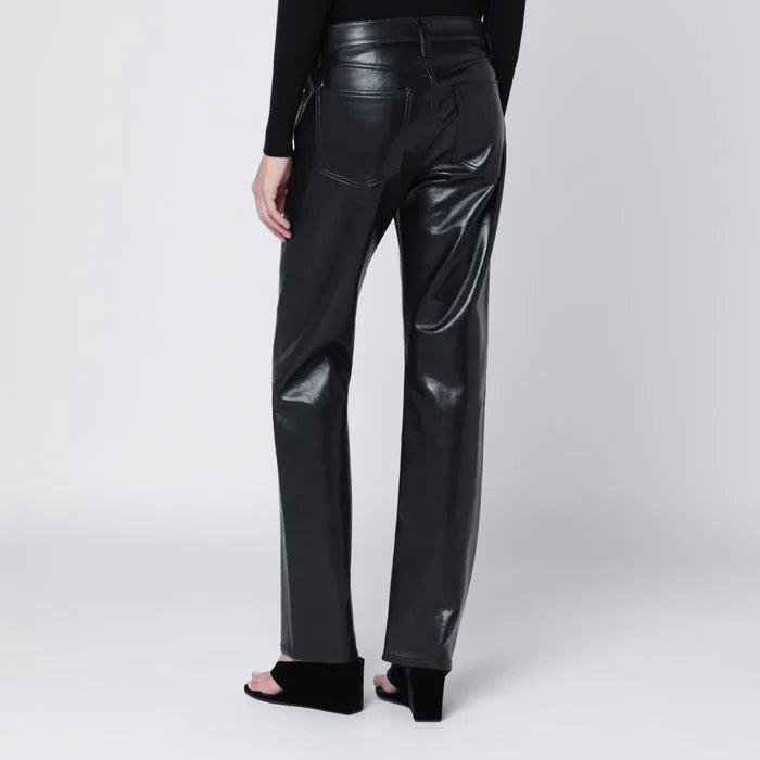 AGOLDE - Black faux leather trousers Low Rise Slim