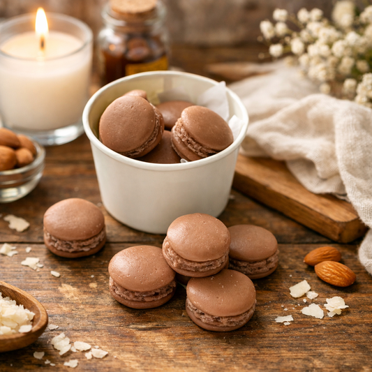 Almond Macarons Wax Melts — 3oz White Box, Cinnamon Nutmeg Amaretto Almond Vanilla Sugar - Jarful House