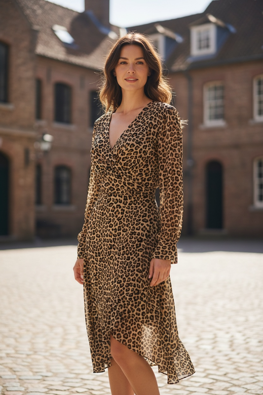 Animal Print Wrap Dress