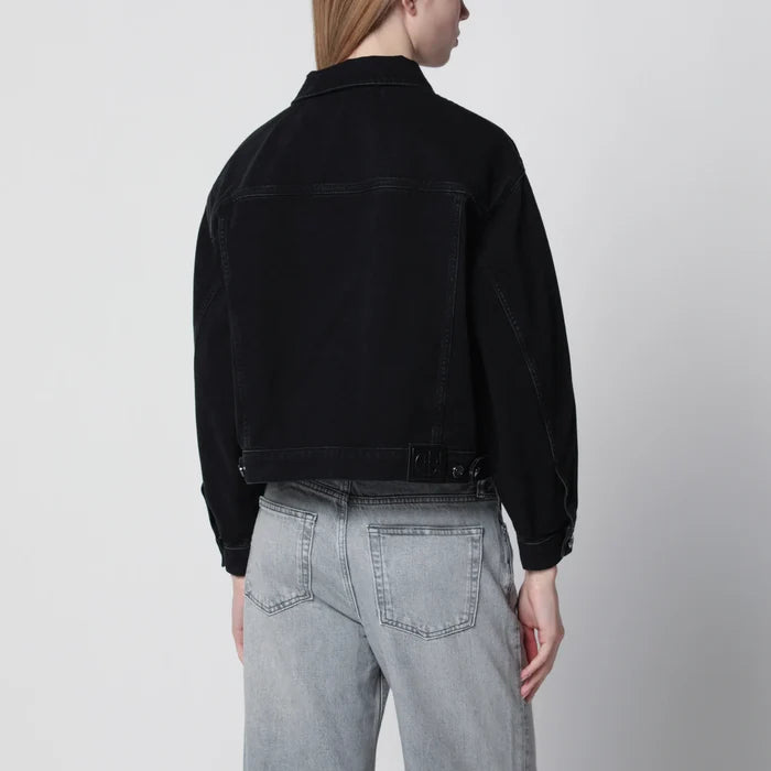 ANINE BING - Quincy cropped black denim jacket in cotton Brand Apparel & Accessories > Clothing > Outerwear > Coats & Jackets