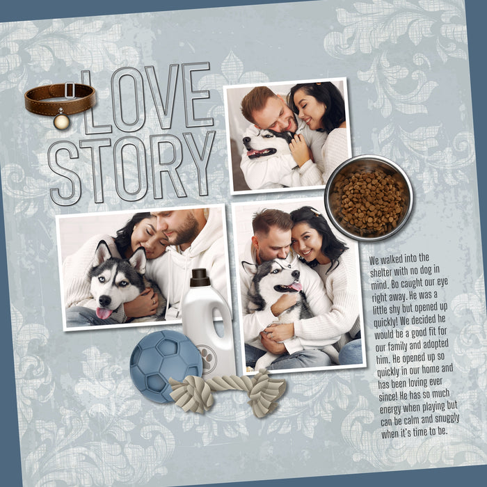 Add beautiful blue monochromatic damask papers by Lucky Girl Creative digital art to all your digital scrapbooking pages and albums. Inspired by vintage wallpapers and patterns, these background papers will add a subtle touch of warmth to your projects. This kit is included in the Antique Damask Papers Bundle.