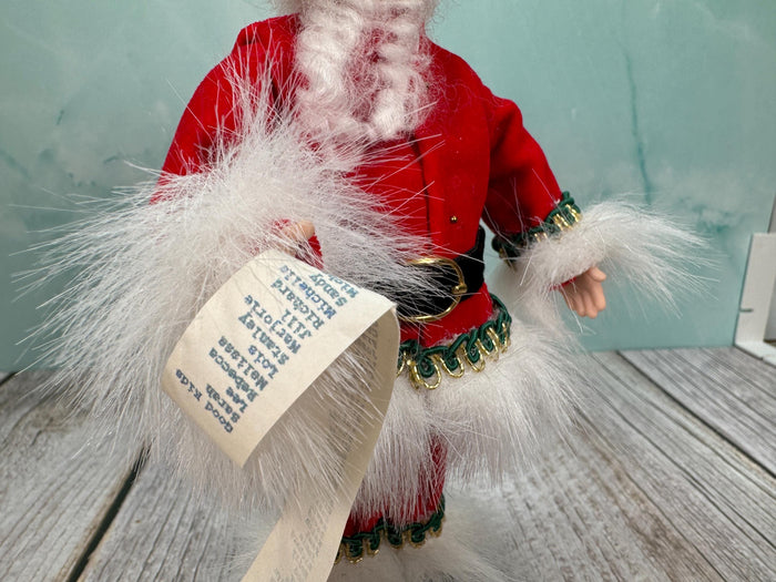 Artisan Handmade Hand Painted Porcelain Santa Doll Holding The Nice List