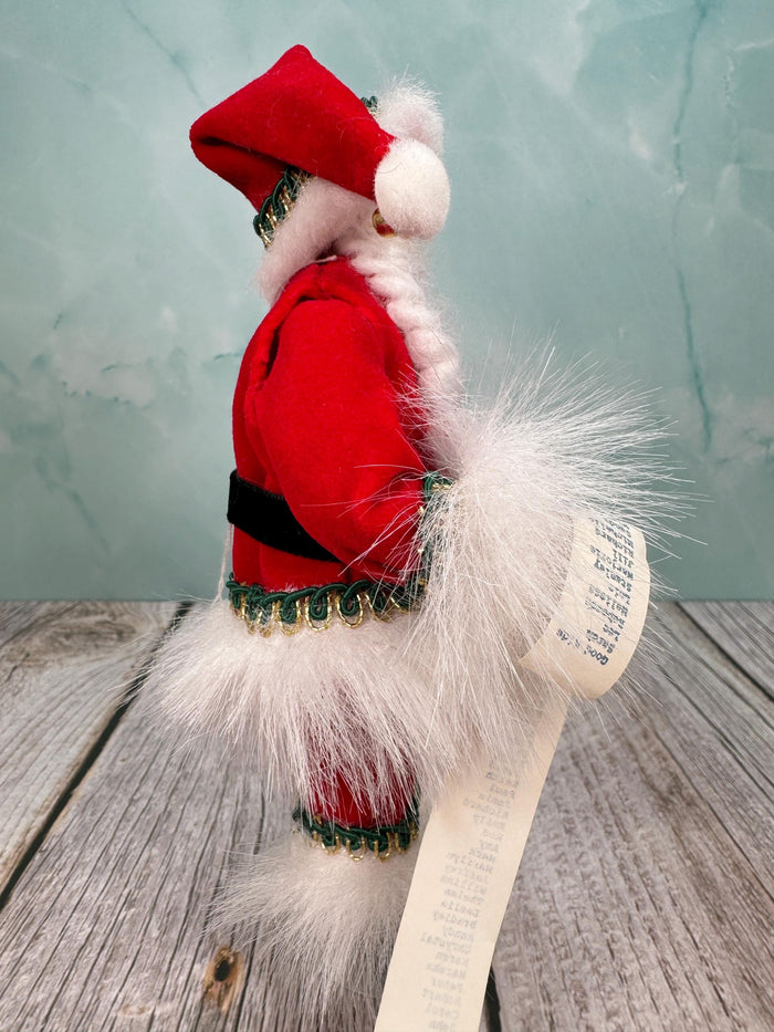 Artisan Handmade Hand Painted Porcelain Santa Doll Holding The Nice List