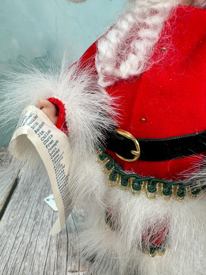 Artisan Handmade Hand Painted Porcelain Santa Doll Holding The Nice List