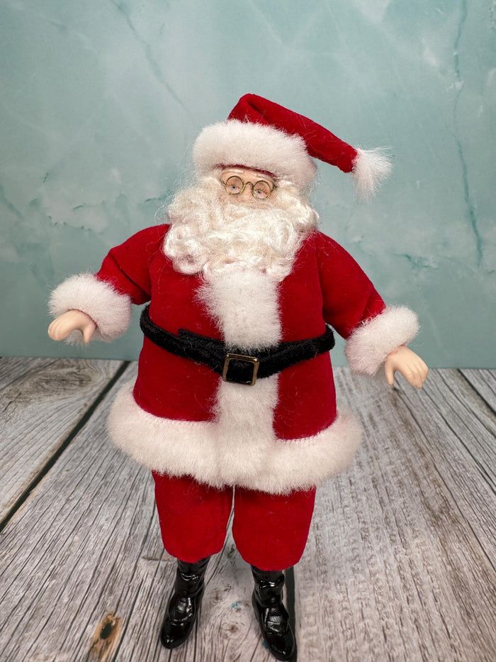 Artisan Handmade Porcelain Christmas Santa Doll Wearing Glasses