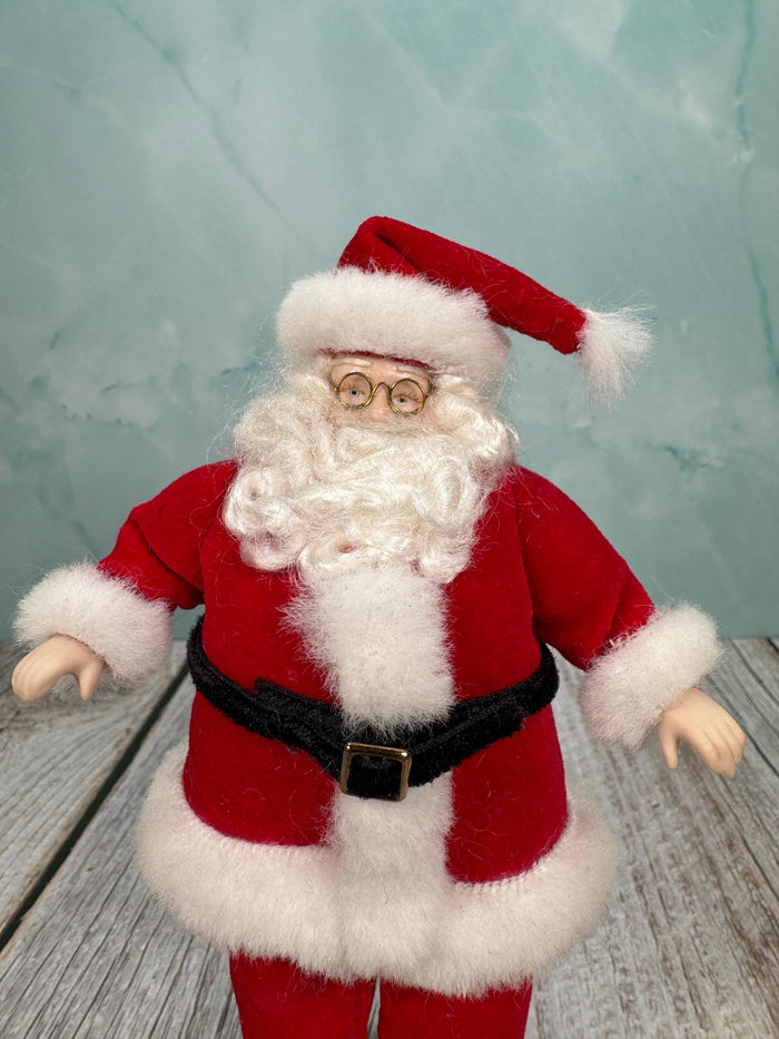 Artisan Handmade Porcelain Christmas Santa Doll Wearing Glasses