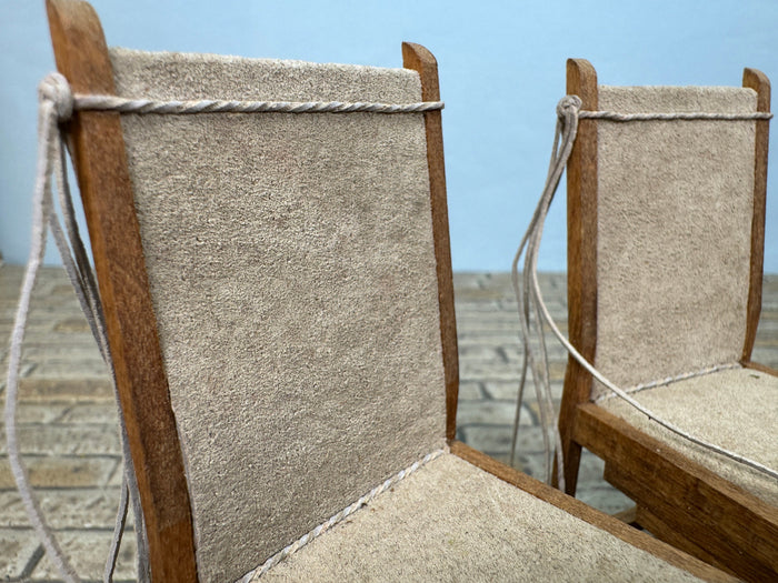 Artisan Handmade Southwestern Leather Hide Chair Set