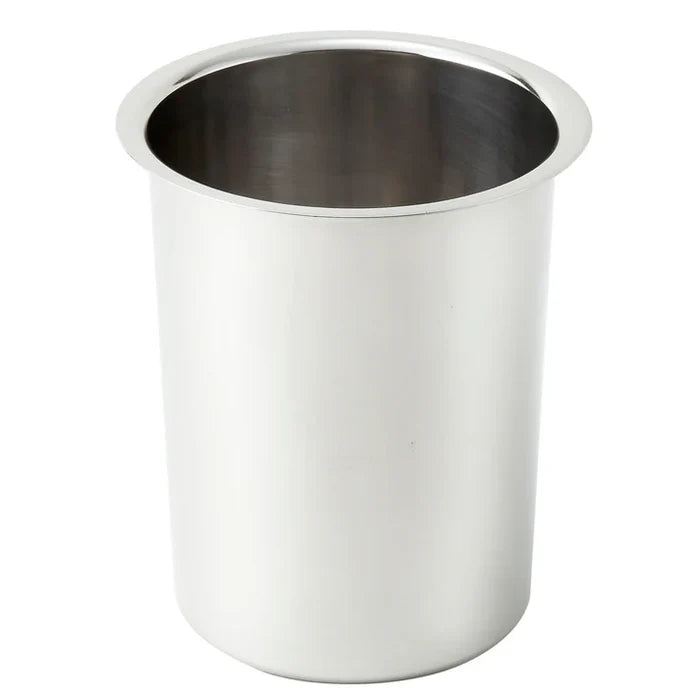 A stainless steel cylindrical cup or tumbler with a flared rim, shown on a plain white background.