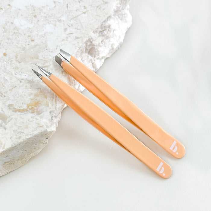 Bella Beauty Pro - Capri Peach Tweezer SET (Pointed + Slanted)