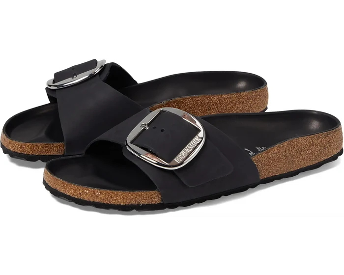 Birkenstock Madrid Big Buckle in Black Leather