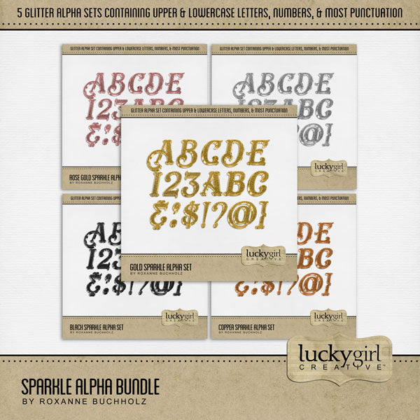 Black Sparkle Alpha Digital Scrapbook Kit