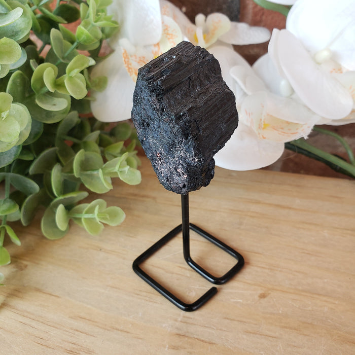 Black Tourmaline Specimen on Stand 3"