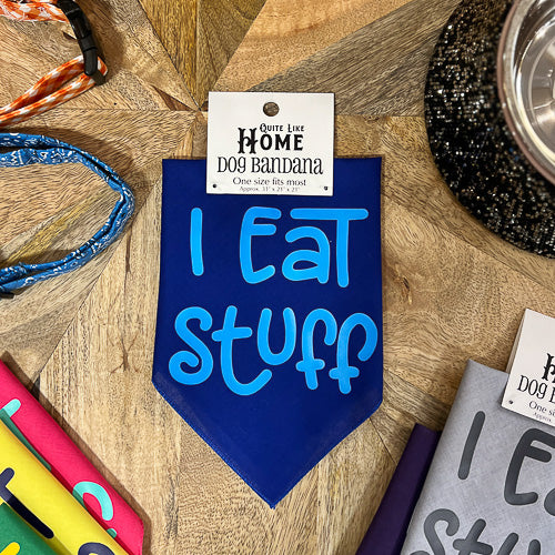 Blue Eat Stuff Dog Bandana