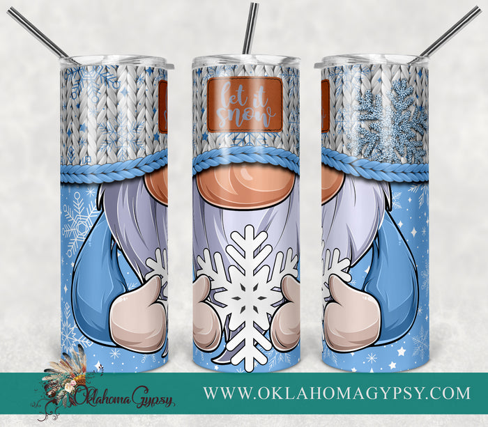 Blue Snowflake Let It Snow Gnome Digital File Wraps