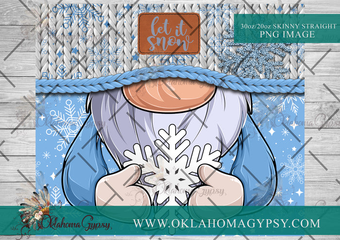 Blue Snowflake Let It Snow Gnome Digital File Wraps
