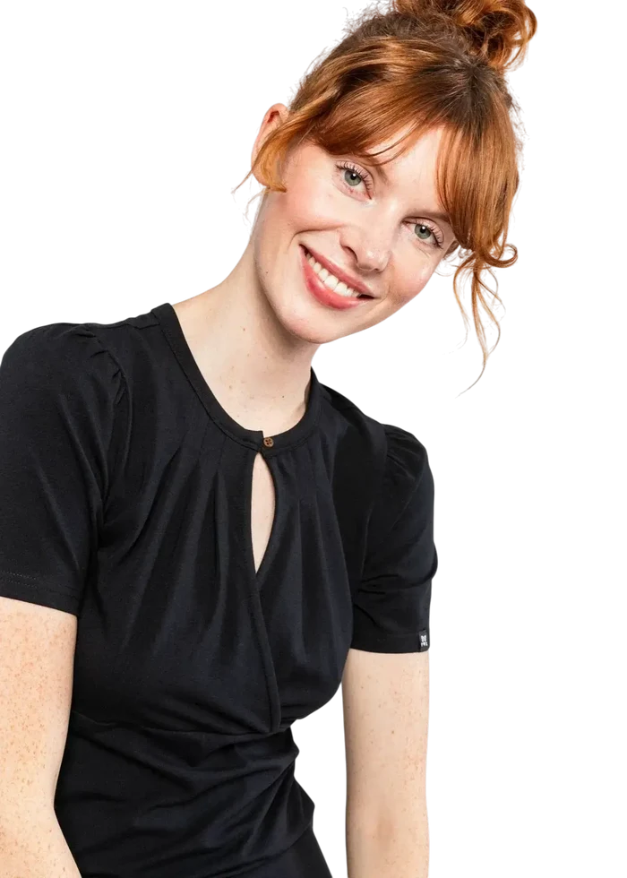 BLUTSGEWSCHWISTER TOP Criss Cross Coeur, black and strong