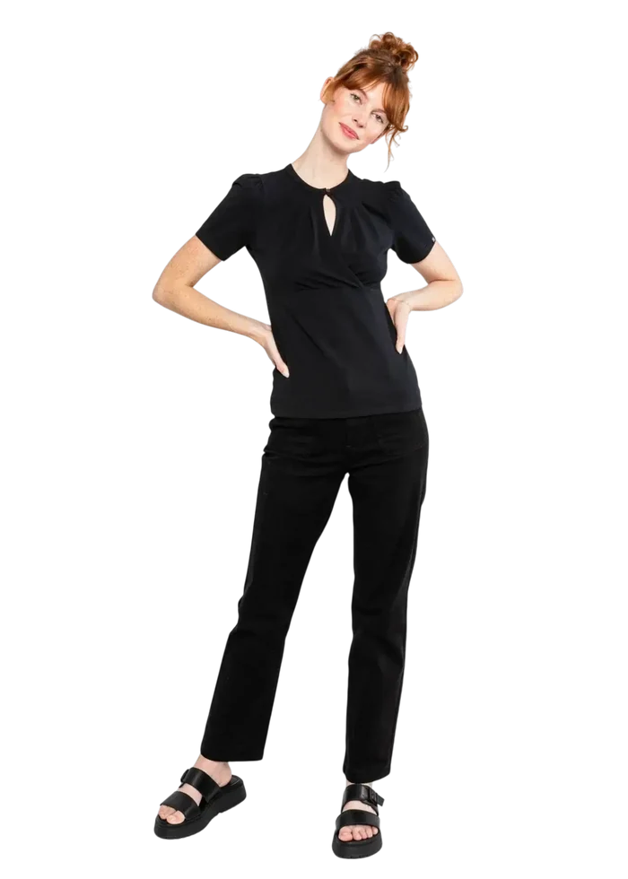 BLUTSGEWSCHWISTER TOP Criss Cross Coeur, black and strong