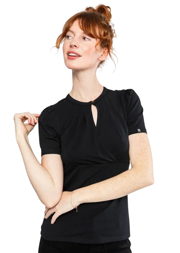 BLUTSGEWSCHWISTER TOP Criss Cross Coeur, black and strong