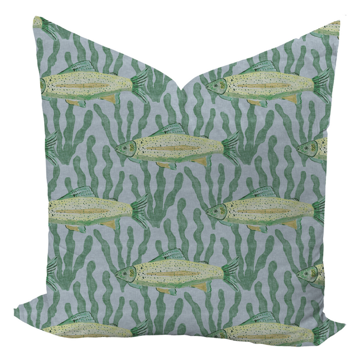 Brooks in Ocean Blue by Lulie Wallace Pillow Cover