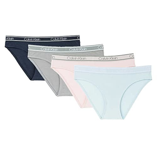 Calvin Klein Women’s Bamboo Bikini, 4-pack-  (1 pink, 1 grey, 1 light blue, 1 dark blue)