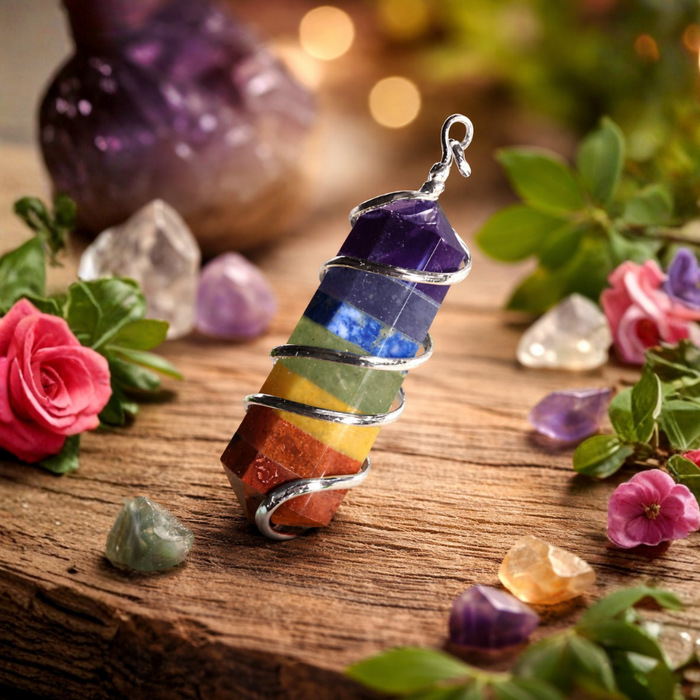 Chakra Coil Wrapped Point Pendant 4-5cm