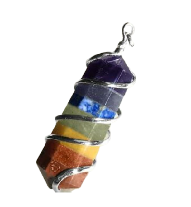 Chakra Coil Wrapped Point Pendant 4-5cm