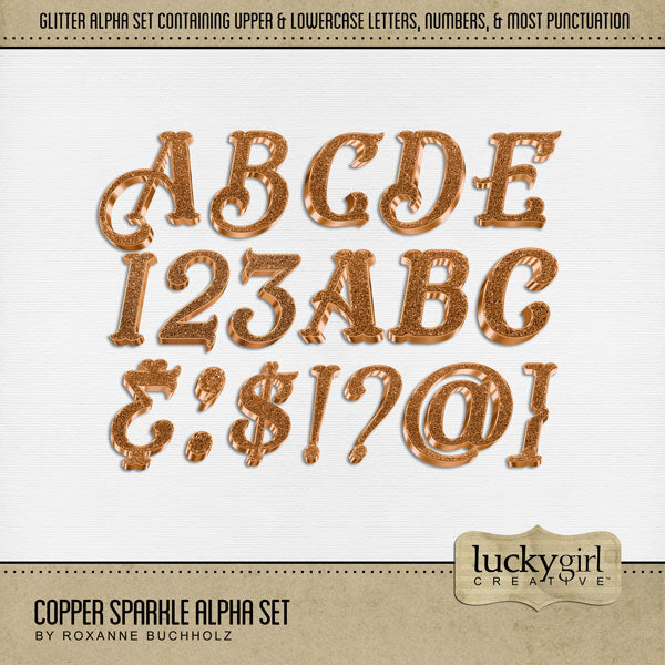 Copper Sparkle Alpha Digital Scrapbook Kit