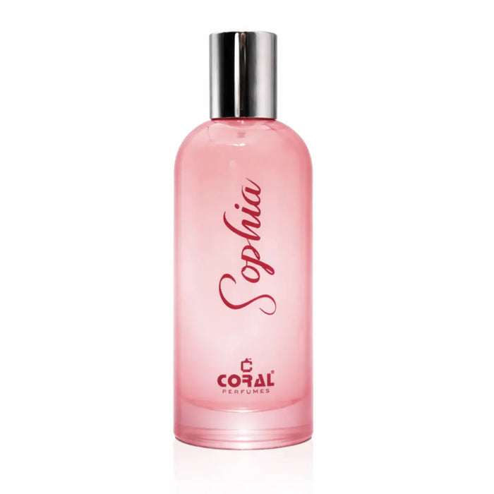 Coral Sophia women's EDP perfume bottle by Bin Kamal Perfumes, 80ml, with a sleek design and coral-colored accents.